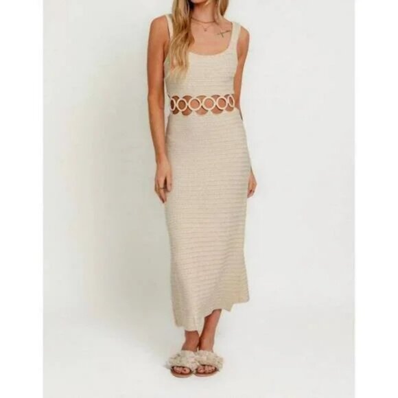 Le Lis Dresses & Skirts - NWOT LE LIS Square Neck Sleeveless Crochet Midi Dress. SZ M
